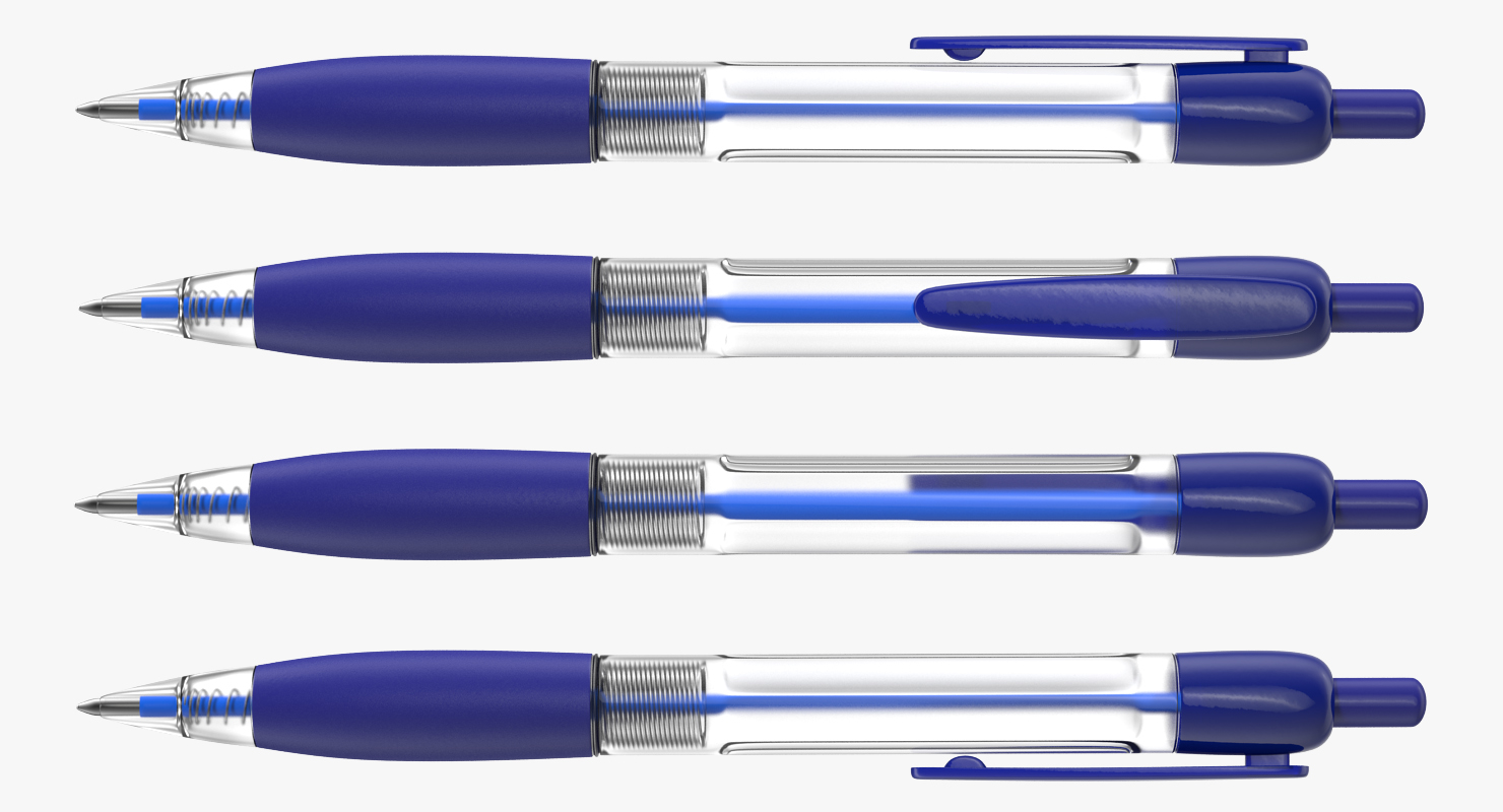 Ballpoint Pen Blue Ink 3D