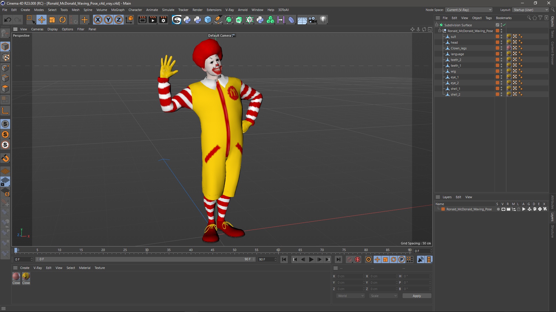 Ronald McDonald Waving Pose 3D