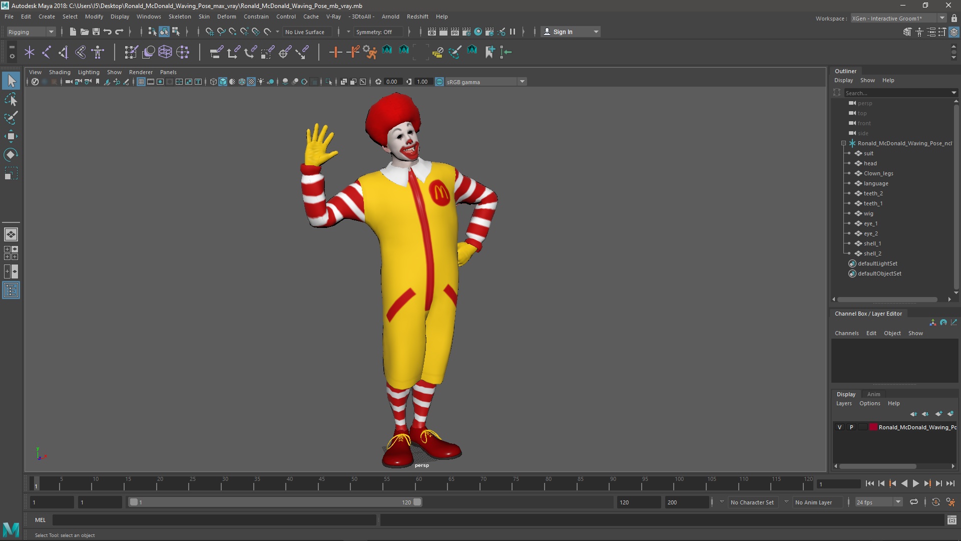 Ronald McDonald Waving Pose 3D