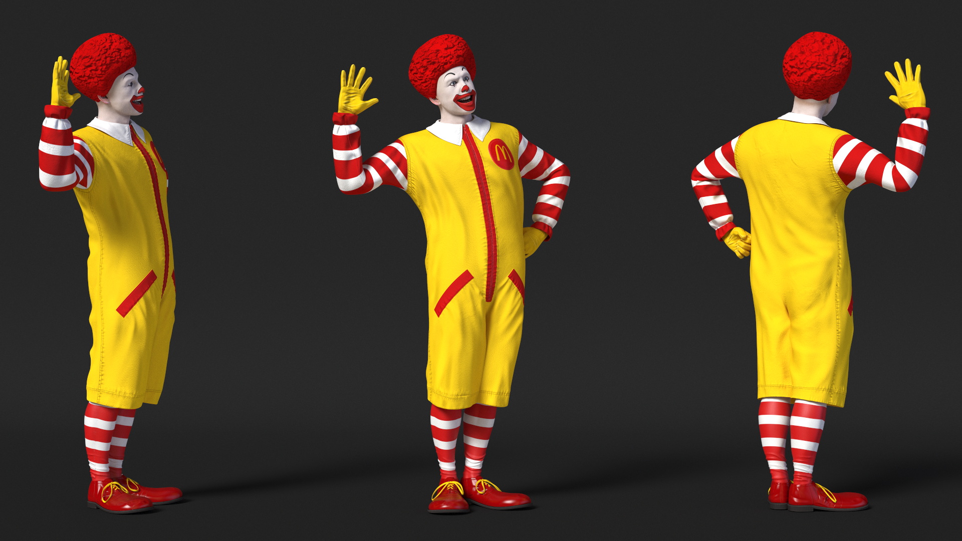 Ronald McDonald Waving Pose 3D