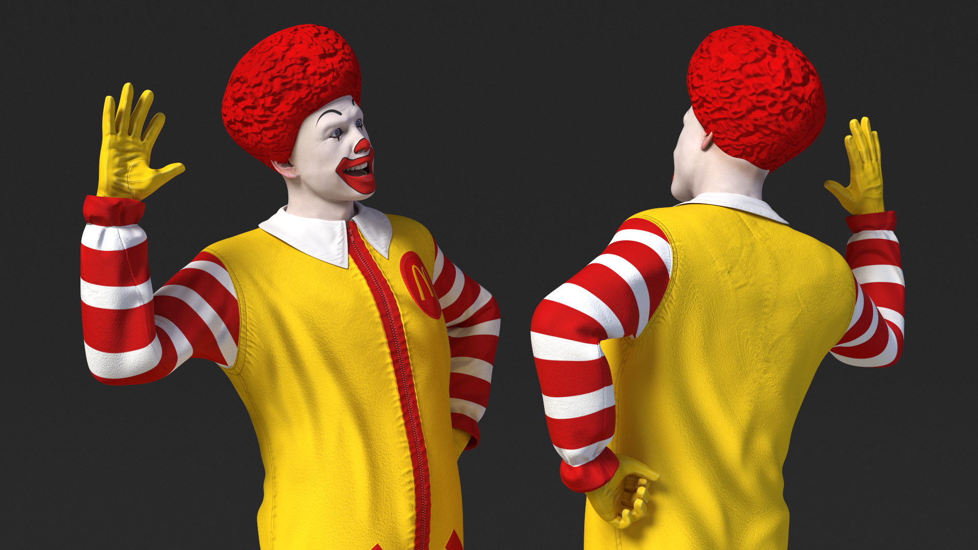 Ronald McDonald Waving Pose 3D