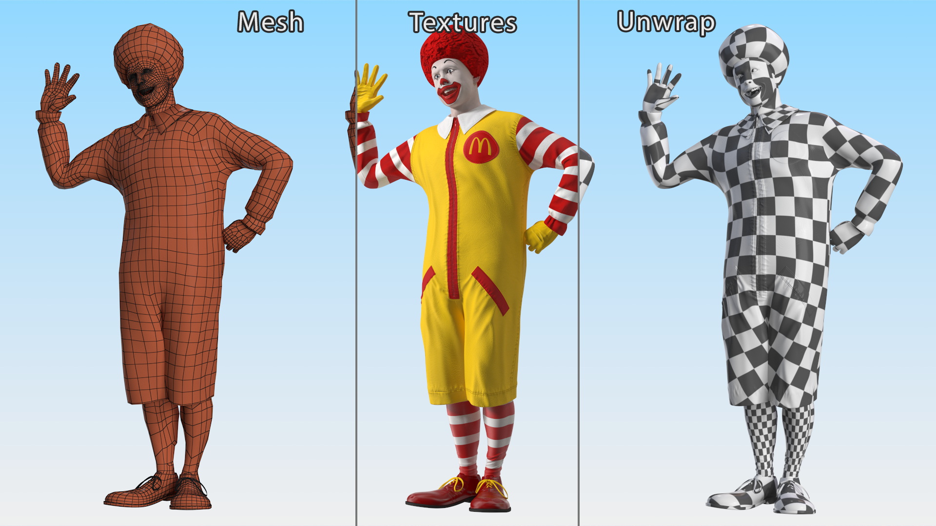 Ronald McDonald Waving Pose 3D