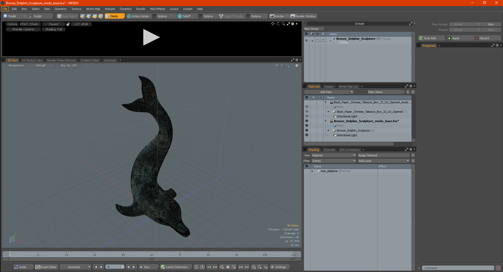 Bronze Dolphin Sculpture 3D model