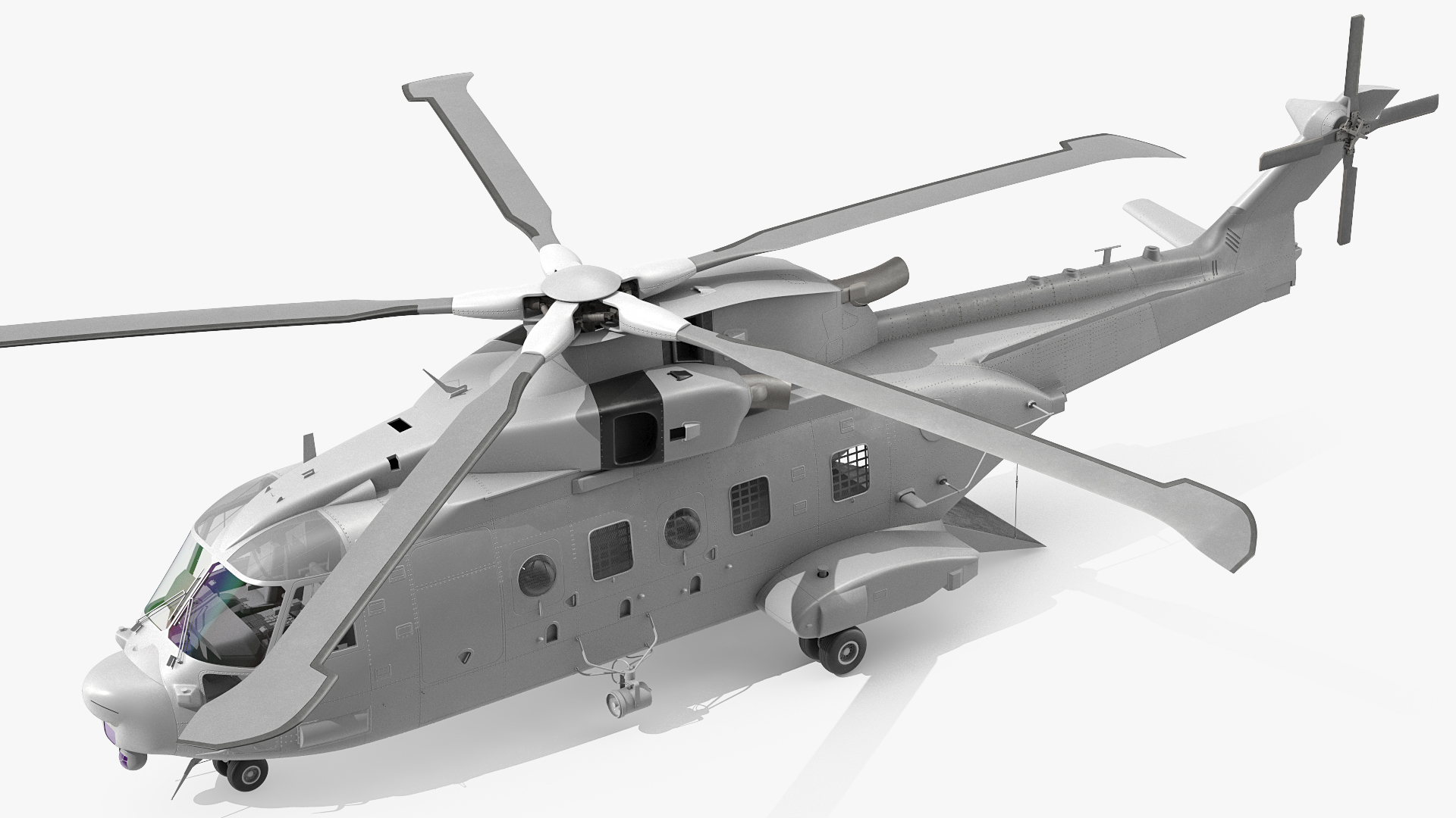 3D Multipurpose Medium Transport Helicopter Rigged for Cinema 4D