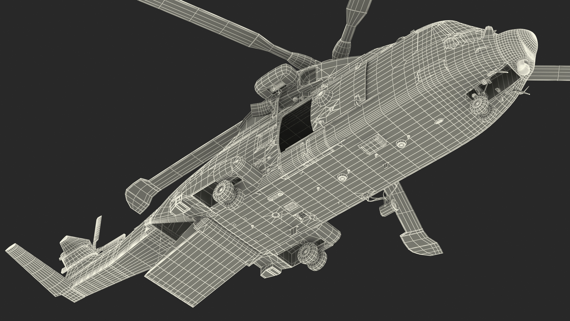 3D Multipurpose Medium Transport Helicopter Rigged for Cinema 4D