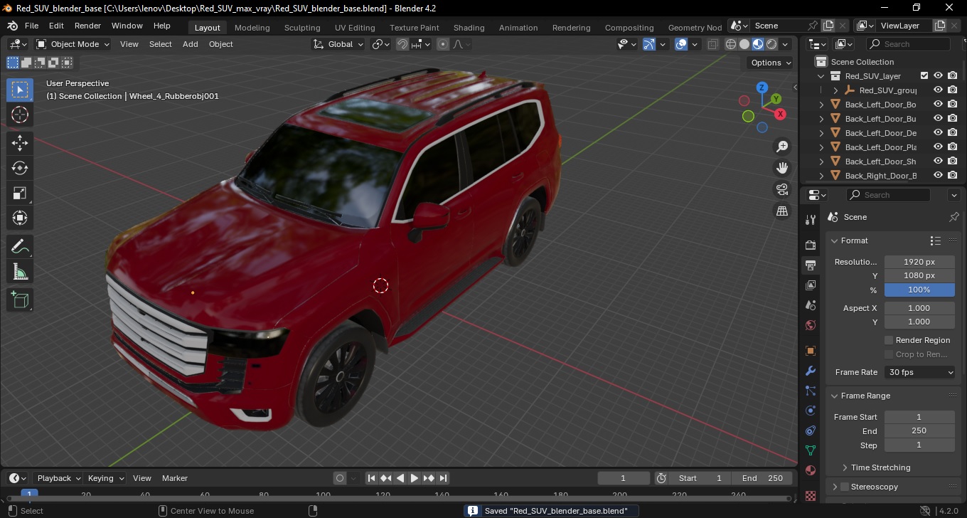 Red SUV 3D model