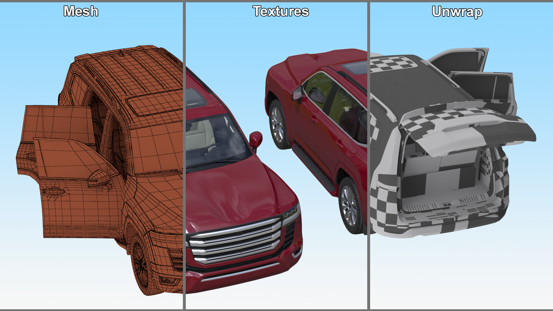 Red SUV 3D model