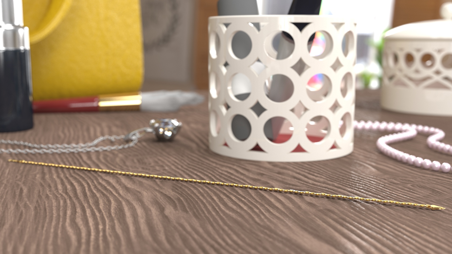 Golden Curb Chain 3D