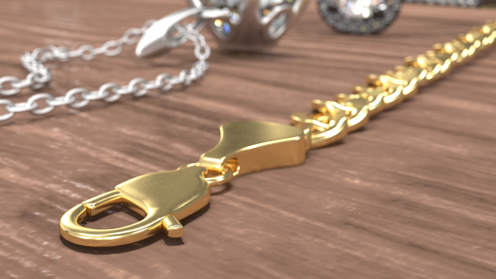 Golden Curb Chain 3D