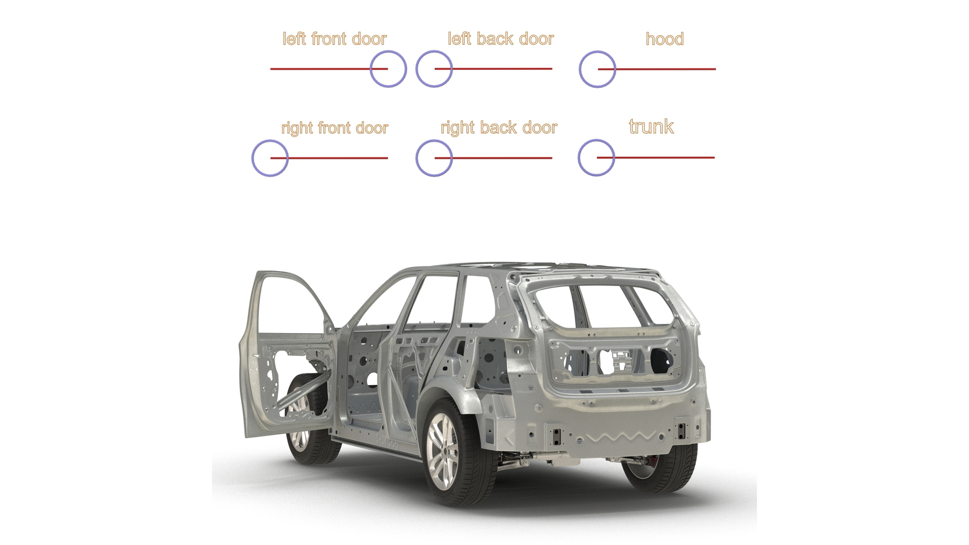 3D SUV Car Frame Structure with Chassis Rigged model