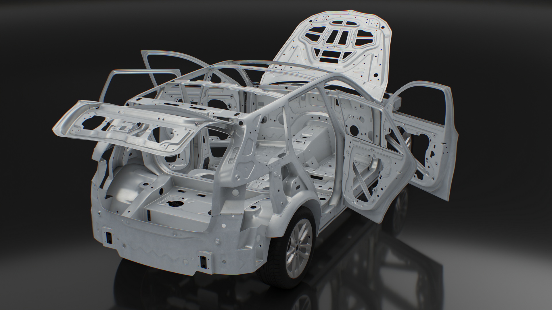 3D SUV Car Frame Structure with Chassis Rigged model