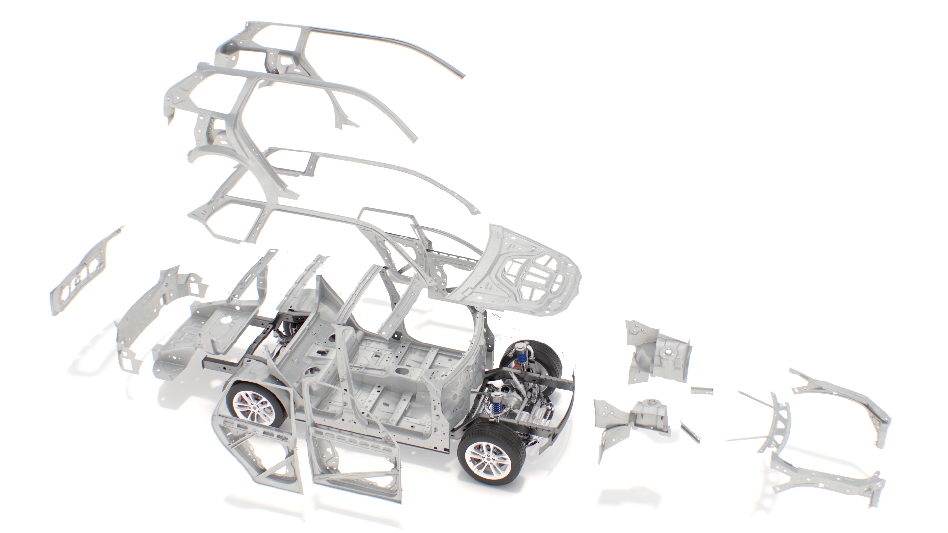 3D SUV Car Frame Structure with Chassis Rigged model