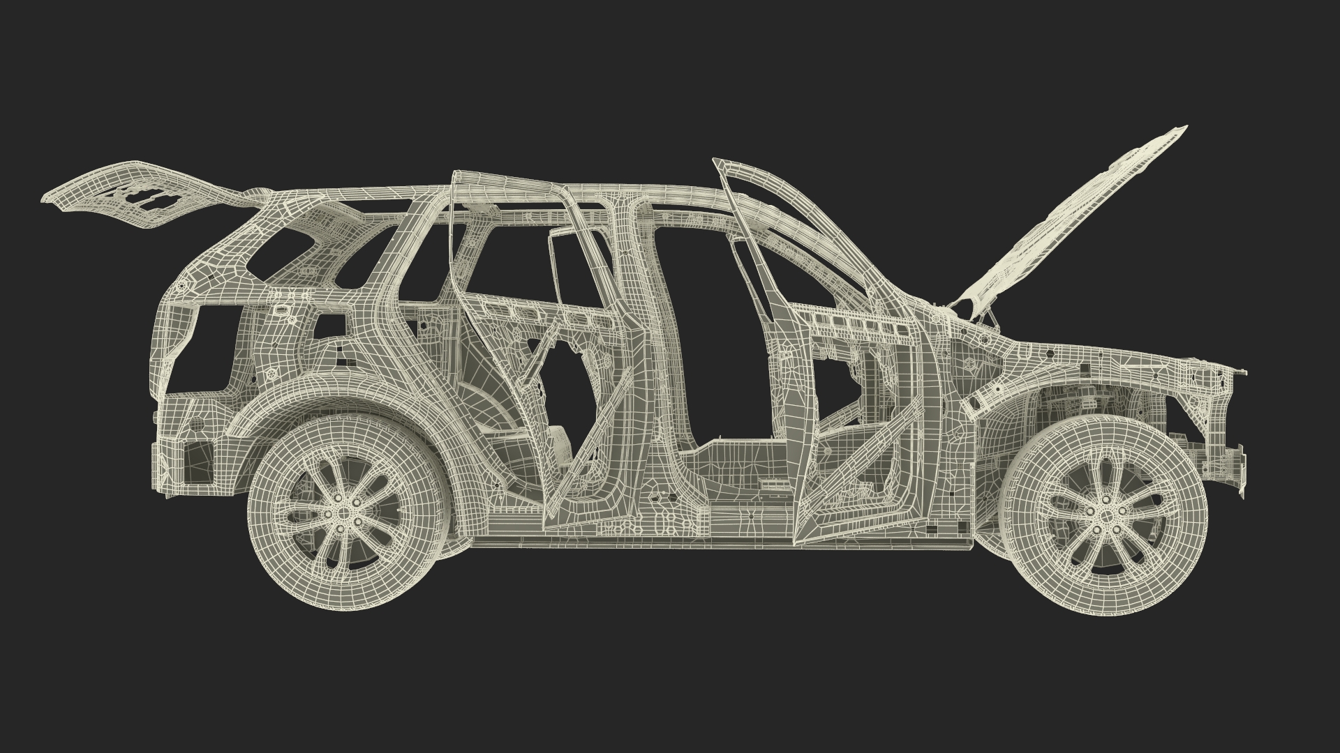 3D SUV Car Frame Structure with Chassis Rigged model