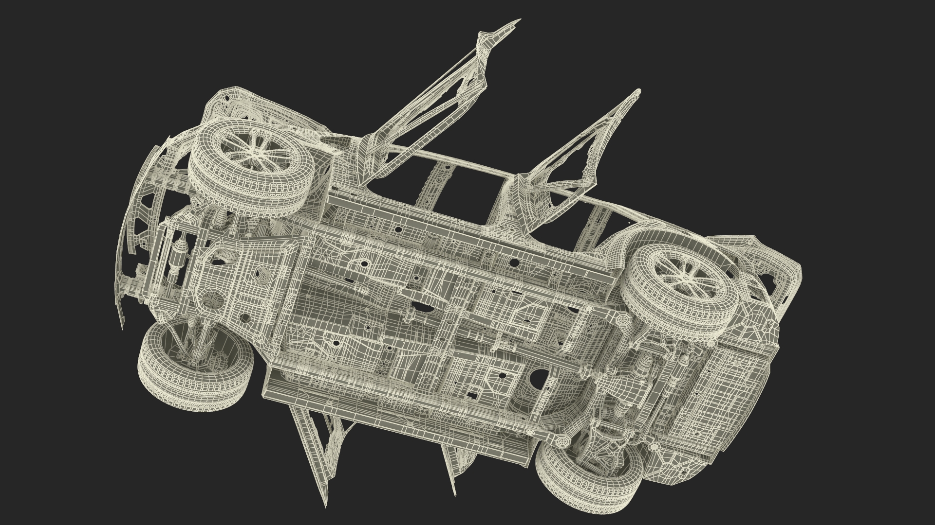 3D SUV Car Frame Structure with Chassis Rigged model