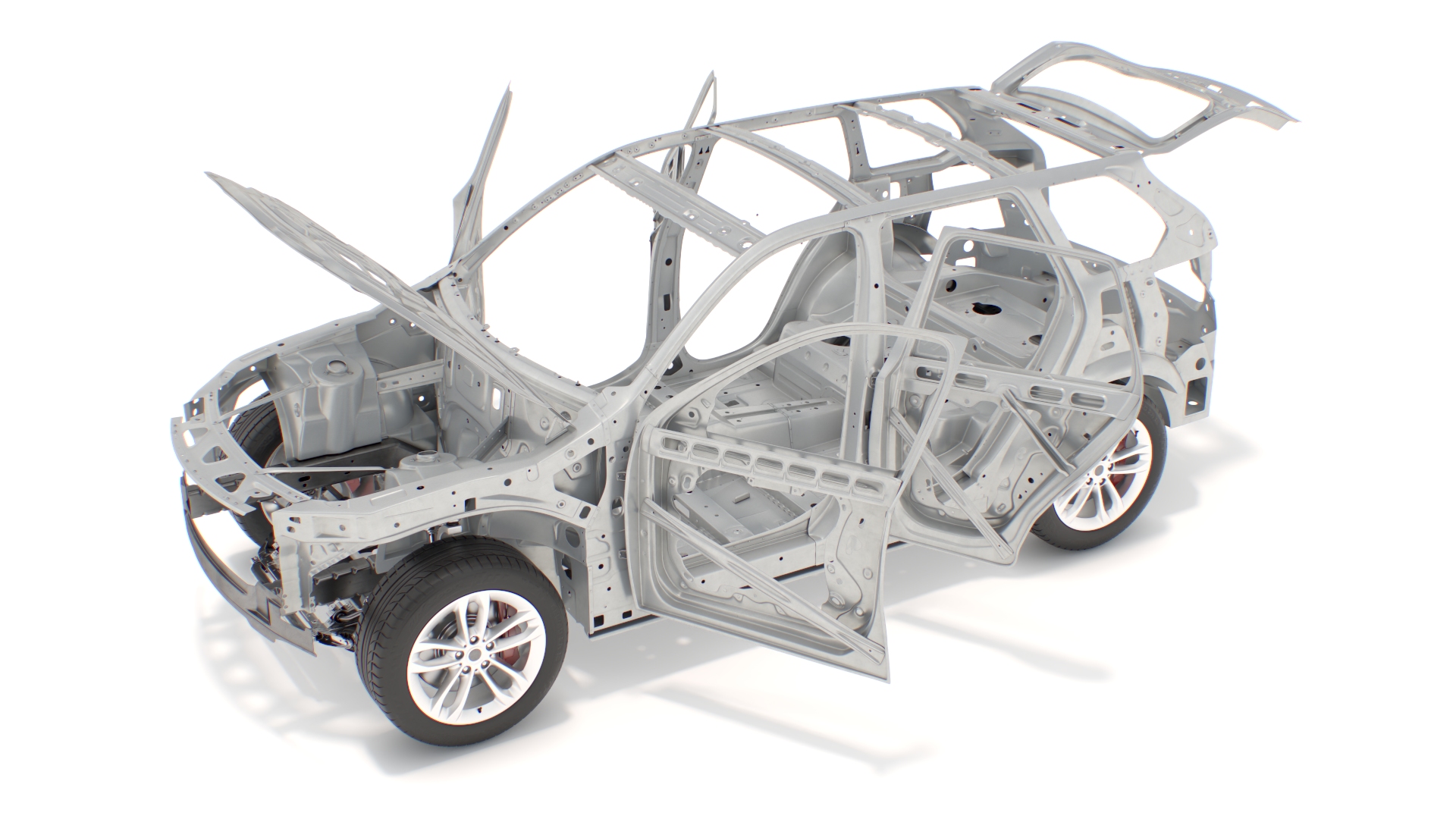 3D SUV Car Frame Structure with Chassis Rigged model