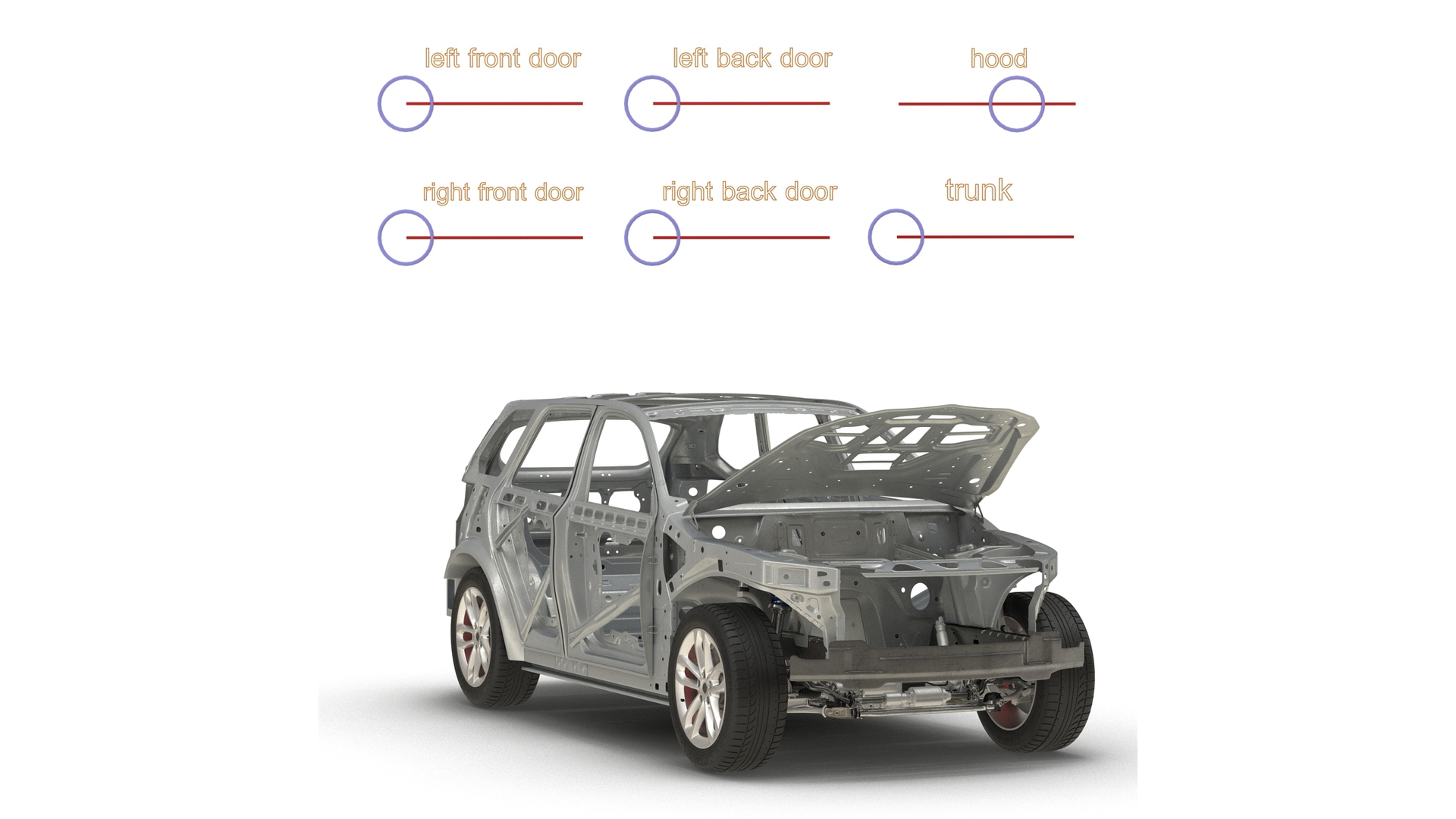 3D SUV Car Frame Structure with Chassis Rigged model