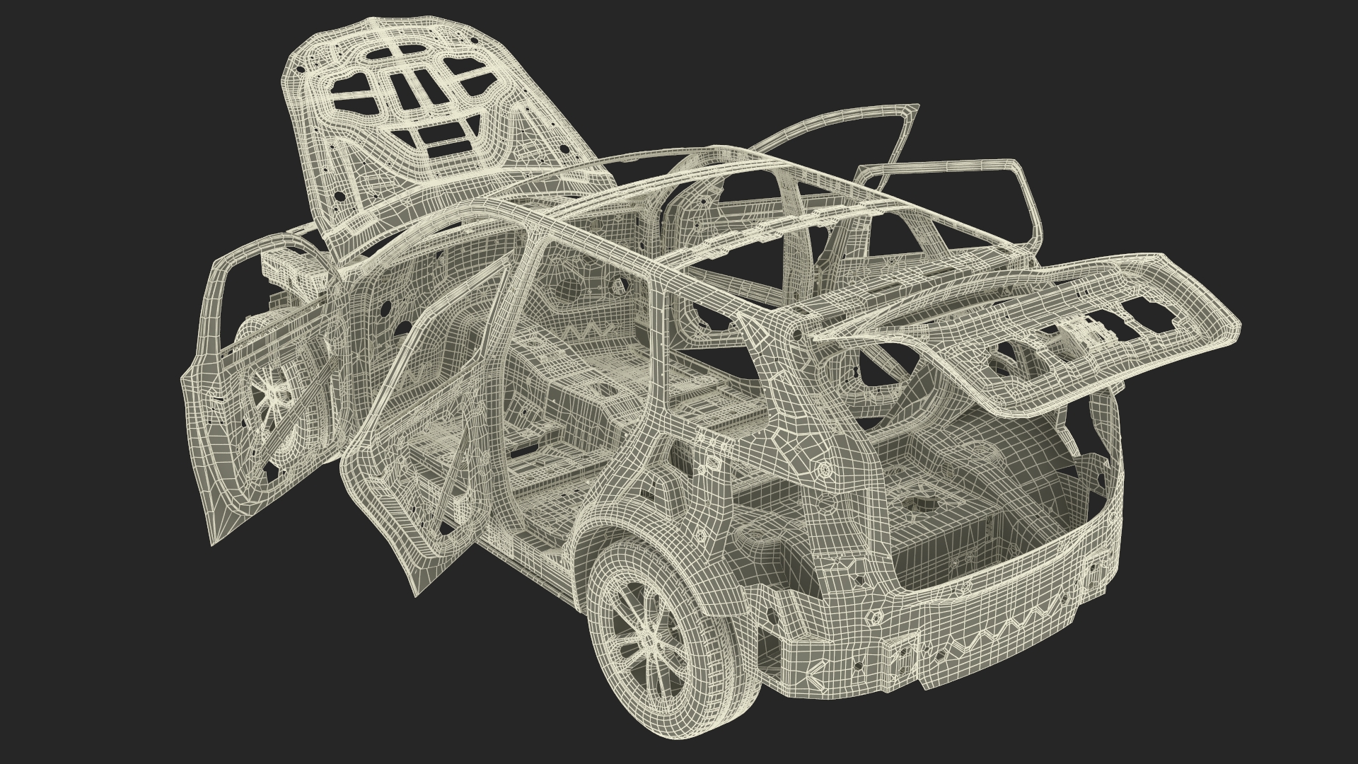 3D SUV Car Frame Structure with Chassis Rigged model