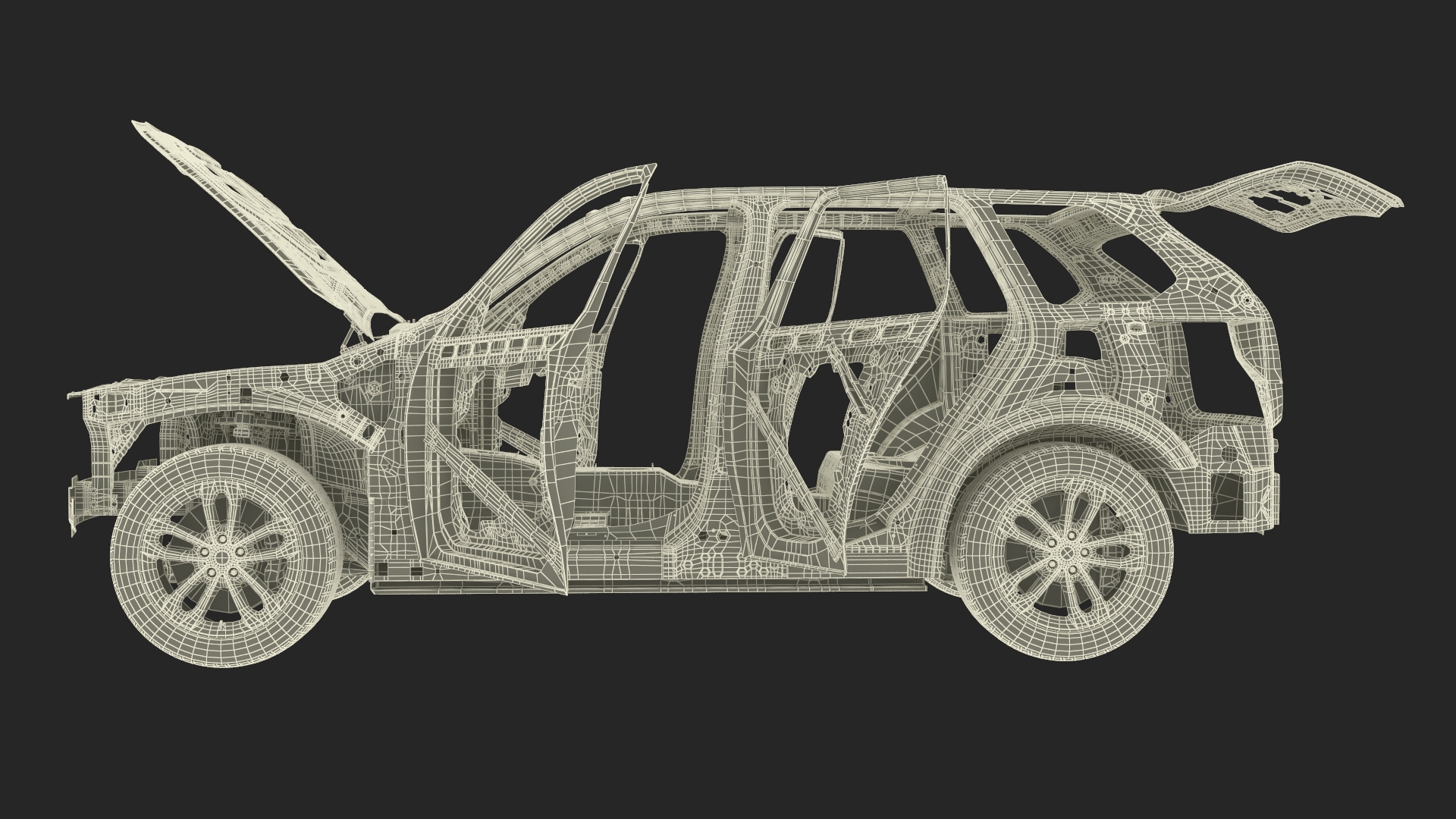 3D SUV Car Frame Structure with Chassis Rigged model