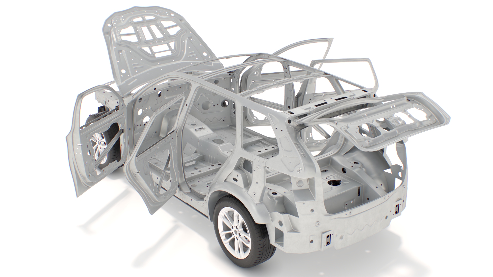 3D SUV Car Frame Structure with Chassis Rigged model