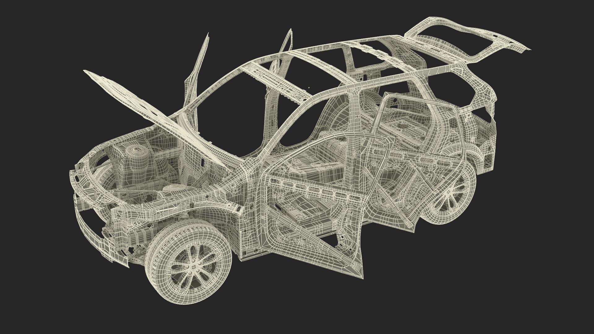 3D SUV Car Frame Structure with Chassis Rigged model