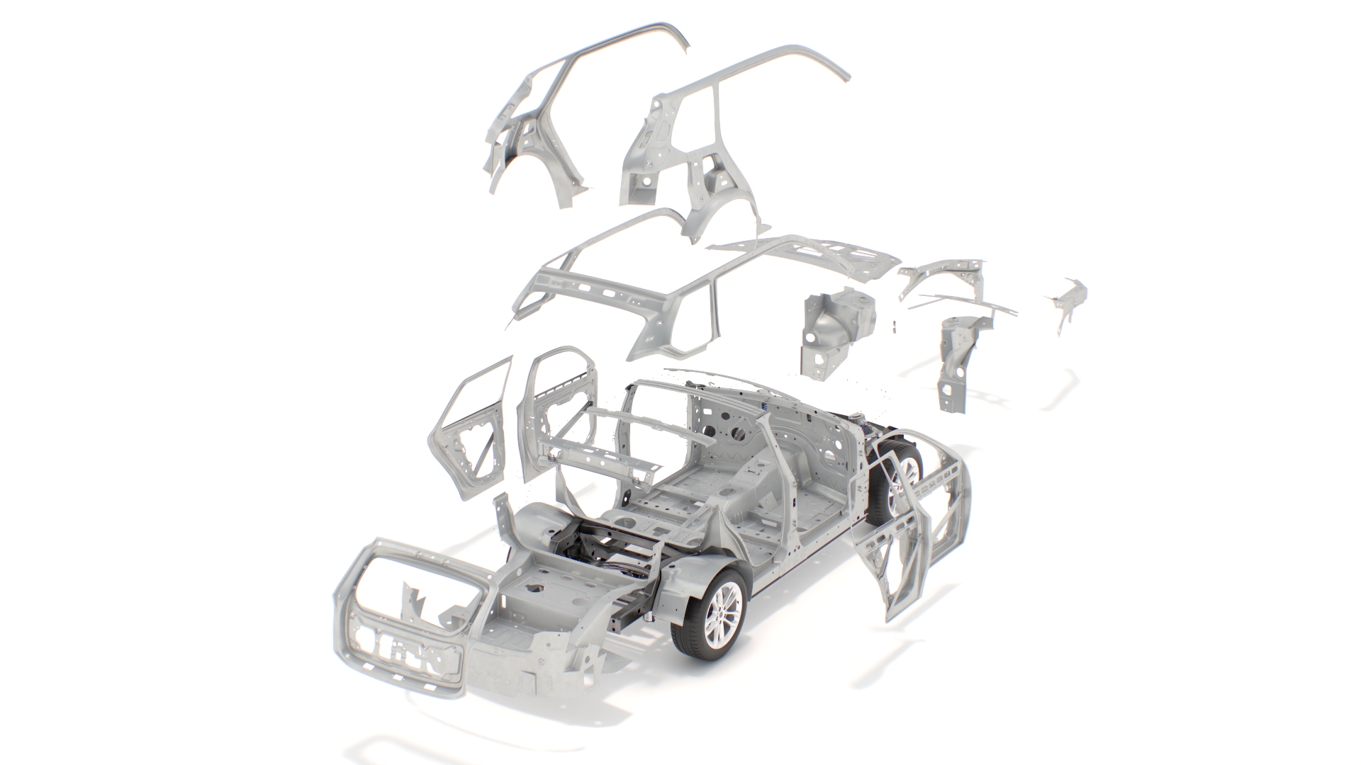 3D SUV Car Frame Structure with Chassis Rigged model