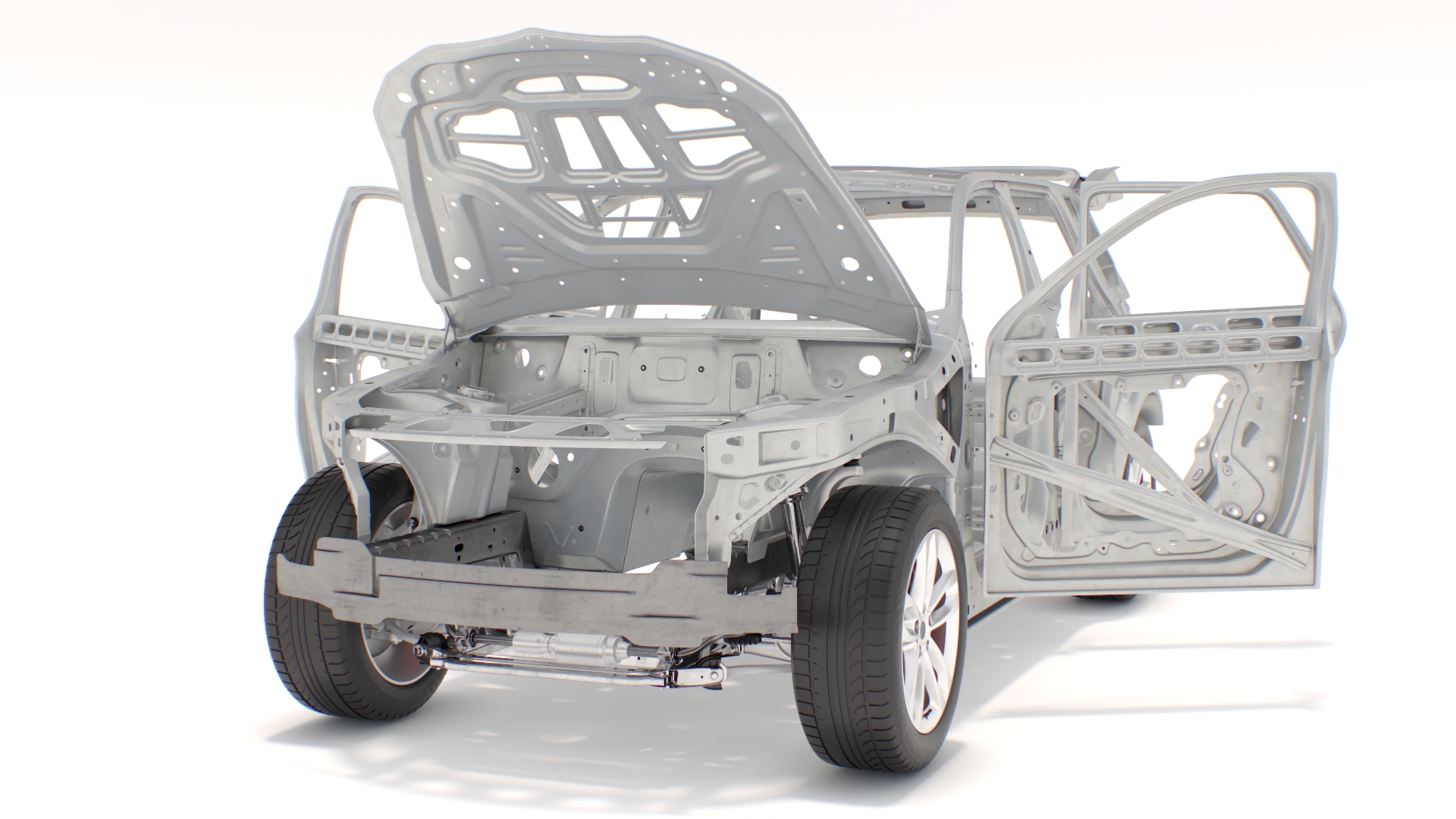 3D SUV Car Frame Structure with Chassis Rigged model