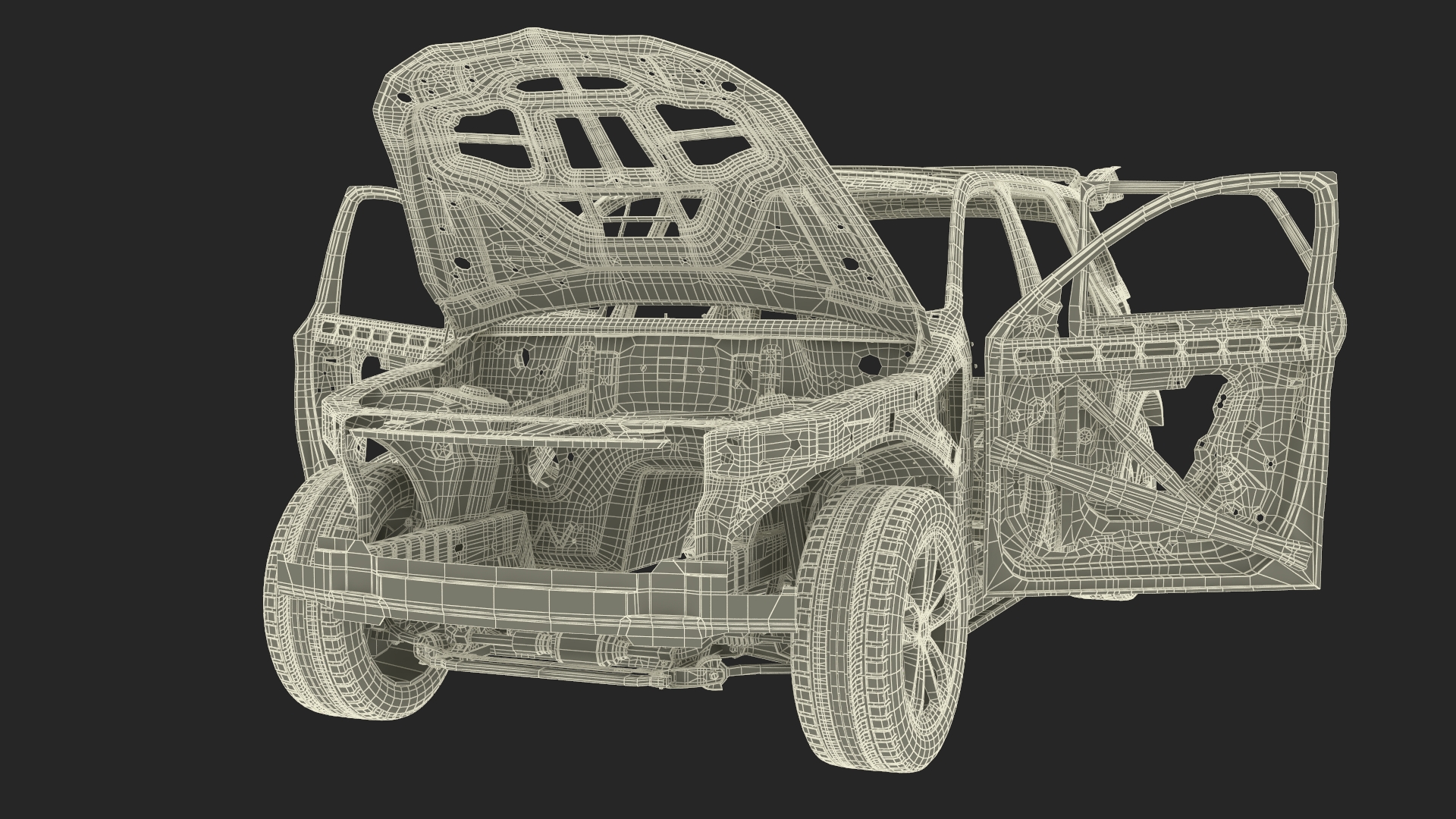 3D SUV Car Frame Structure with Chassis Rigged model