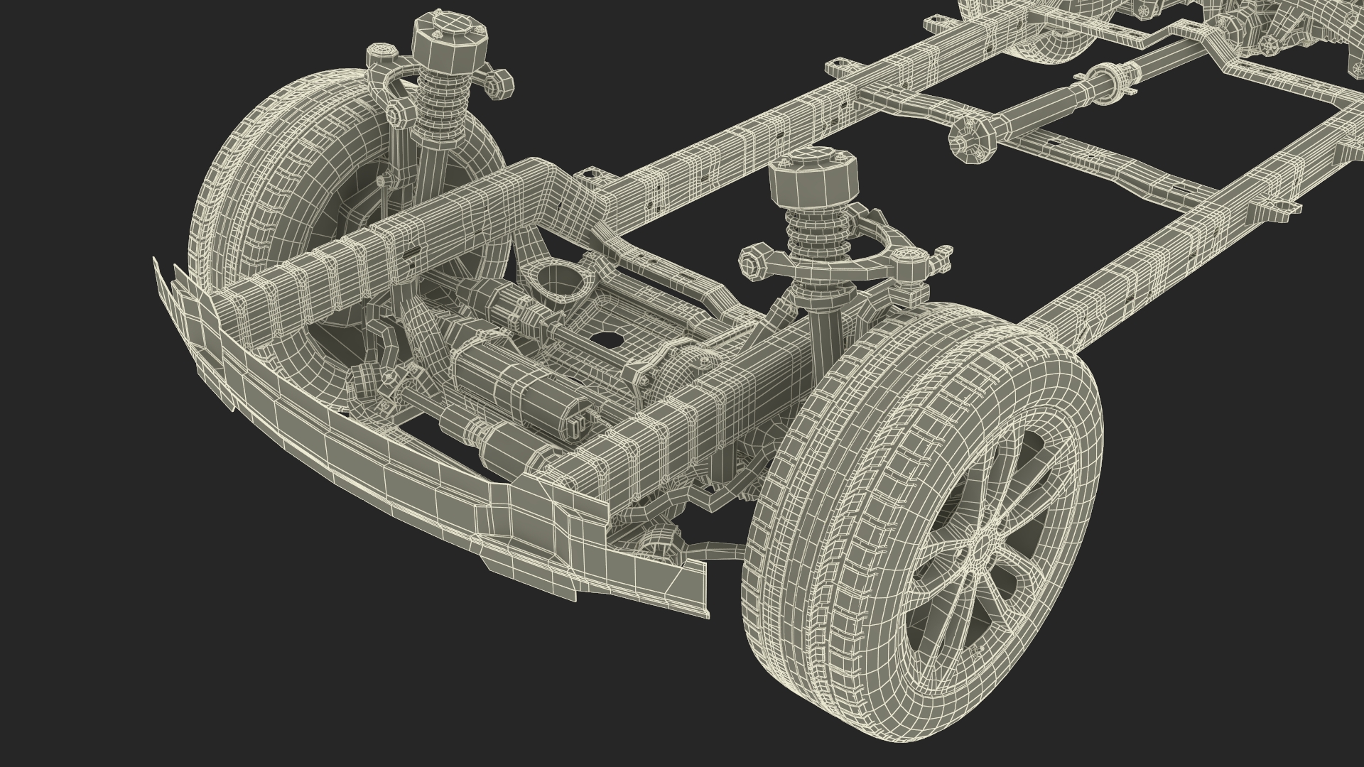 3D SUV Car Frame Structure with Chassis Rigged model