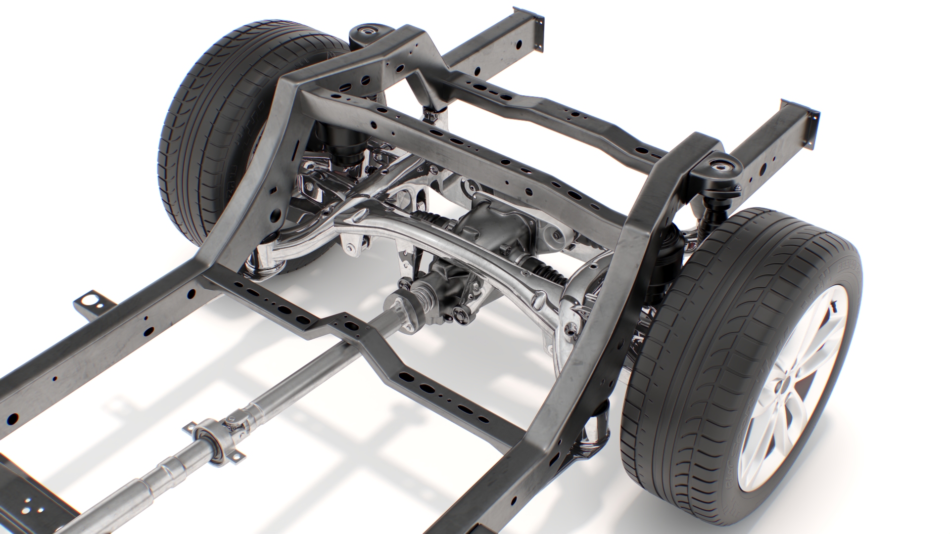 3D SUV Car Frame Structure with Chassis Rigged model