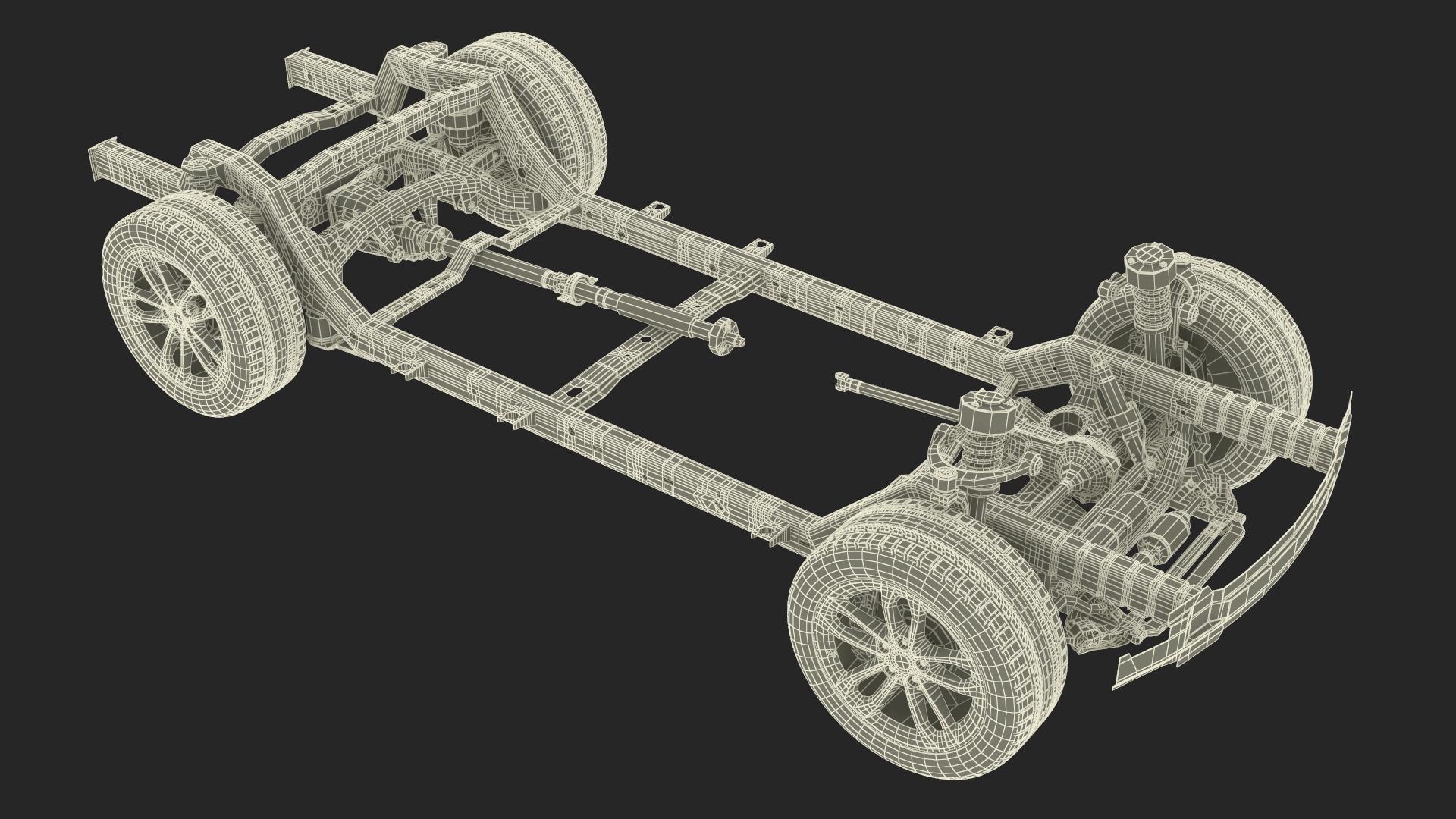 3D SUV Car Frame Structure with Chassis Rigged model