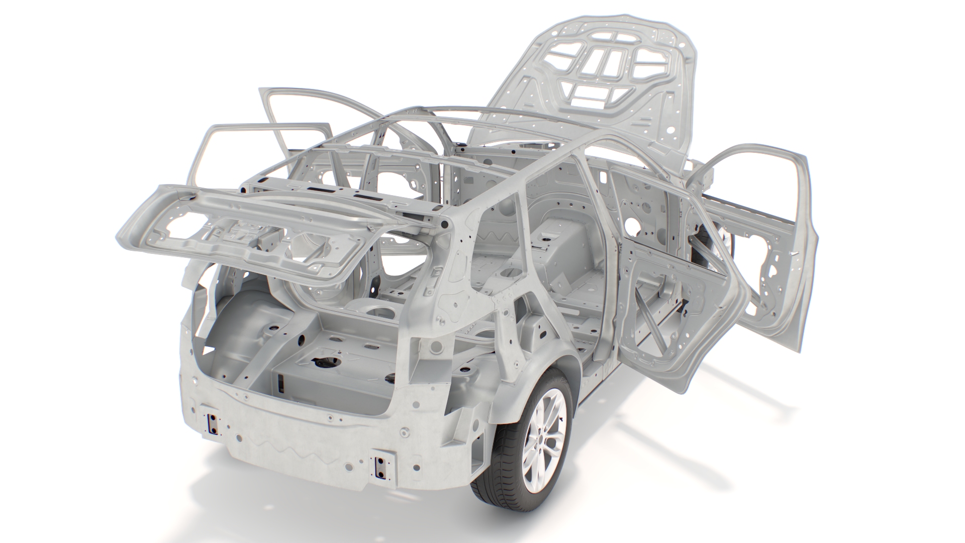 3D SUV Car Frame Structure with Chassis Rigged model