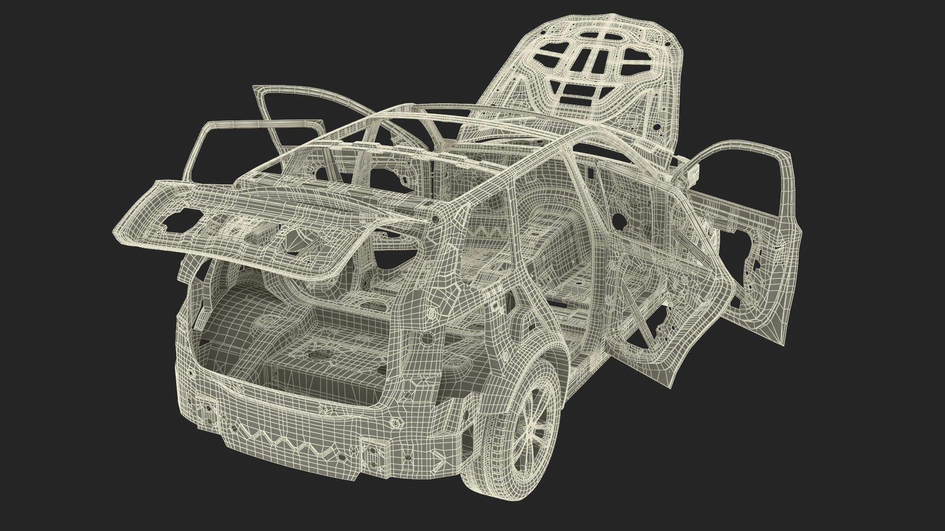 3D SUV Car Frame Structure with Chassis Rigged model