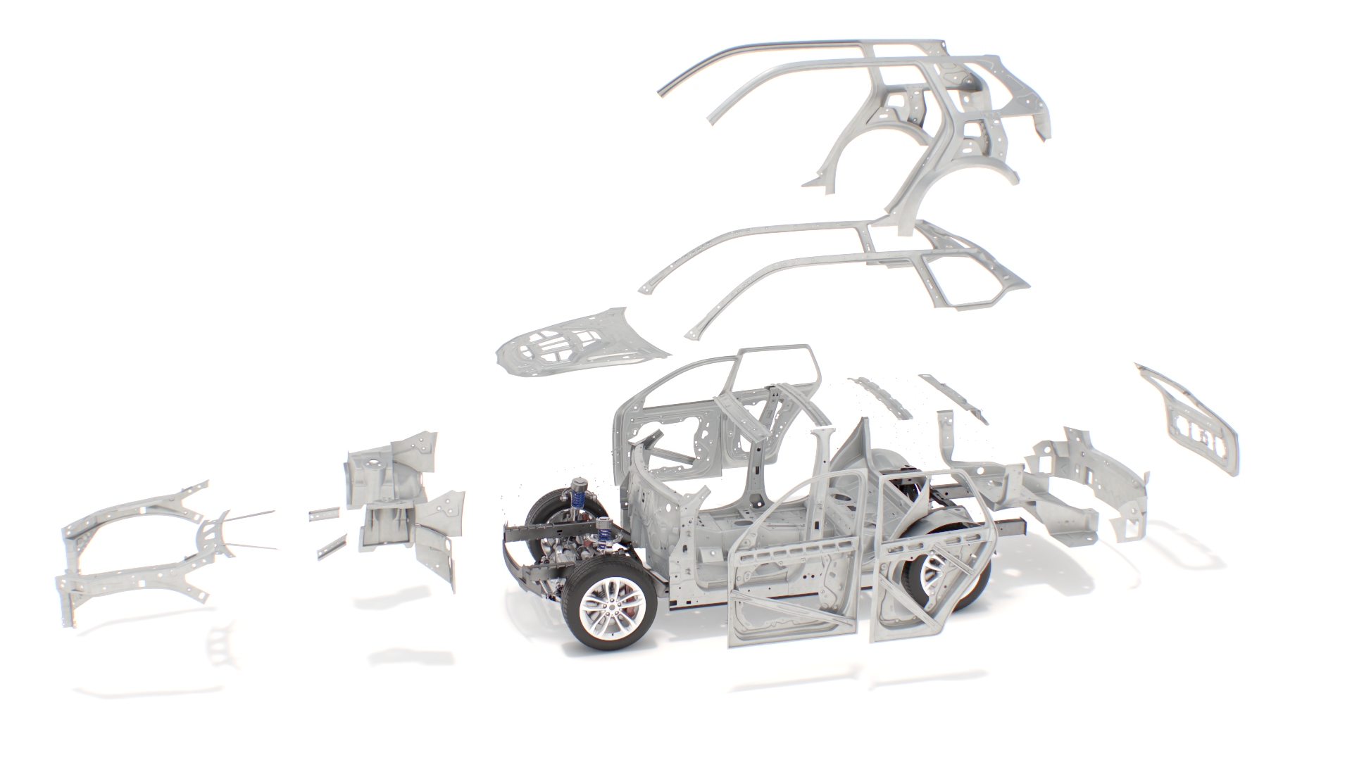 3D SUV Car Frame Structure with Chassis Rigged model