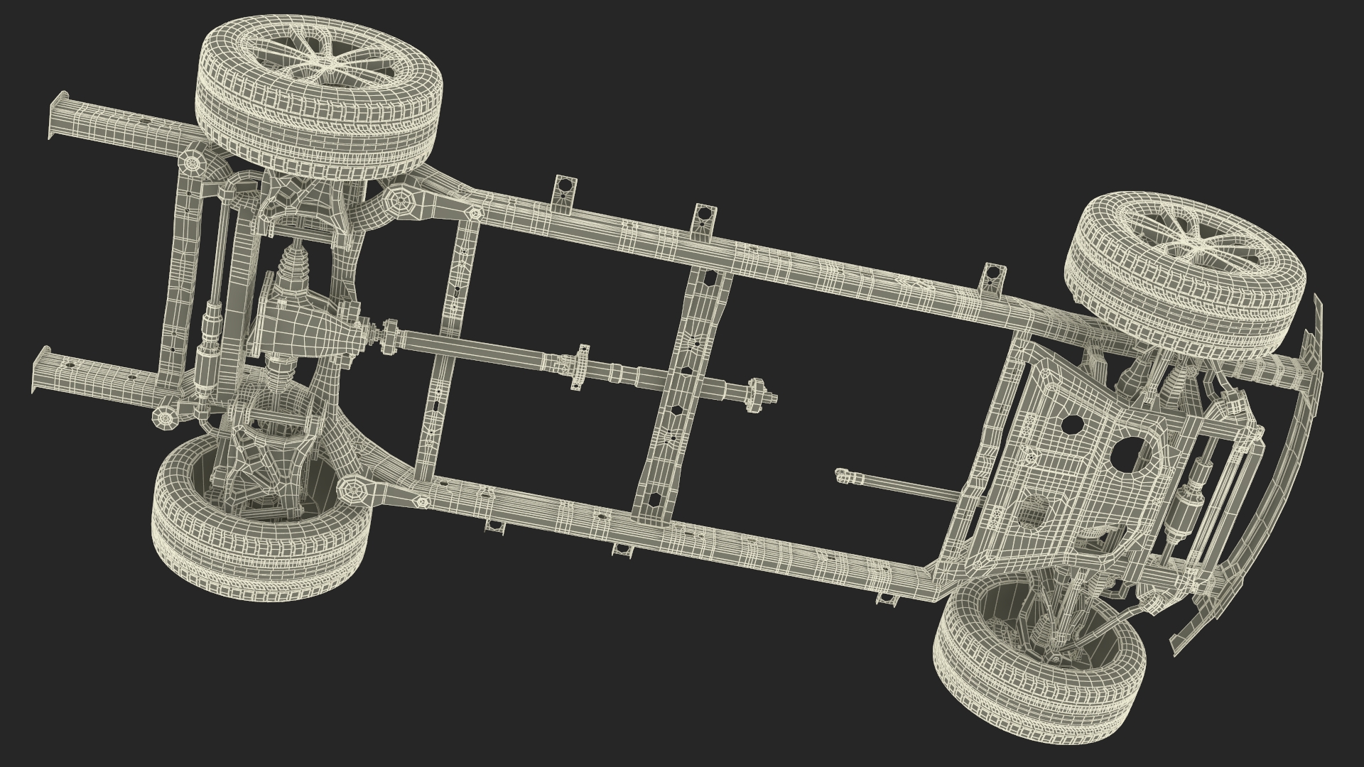 3D SUV Car Frame Structure with Chassis Rigged model