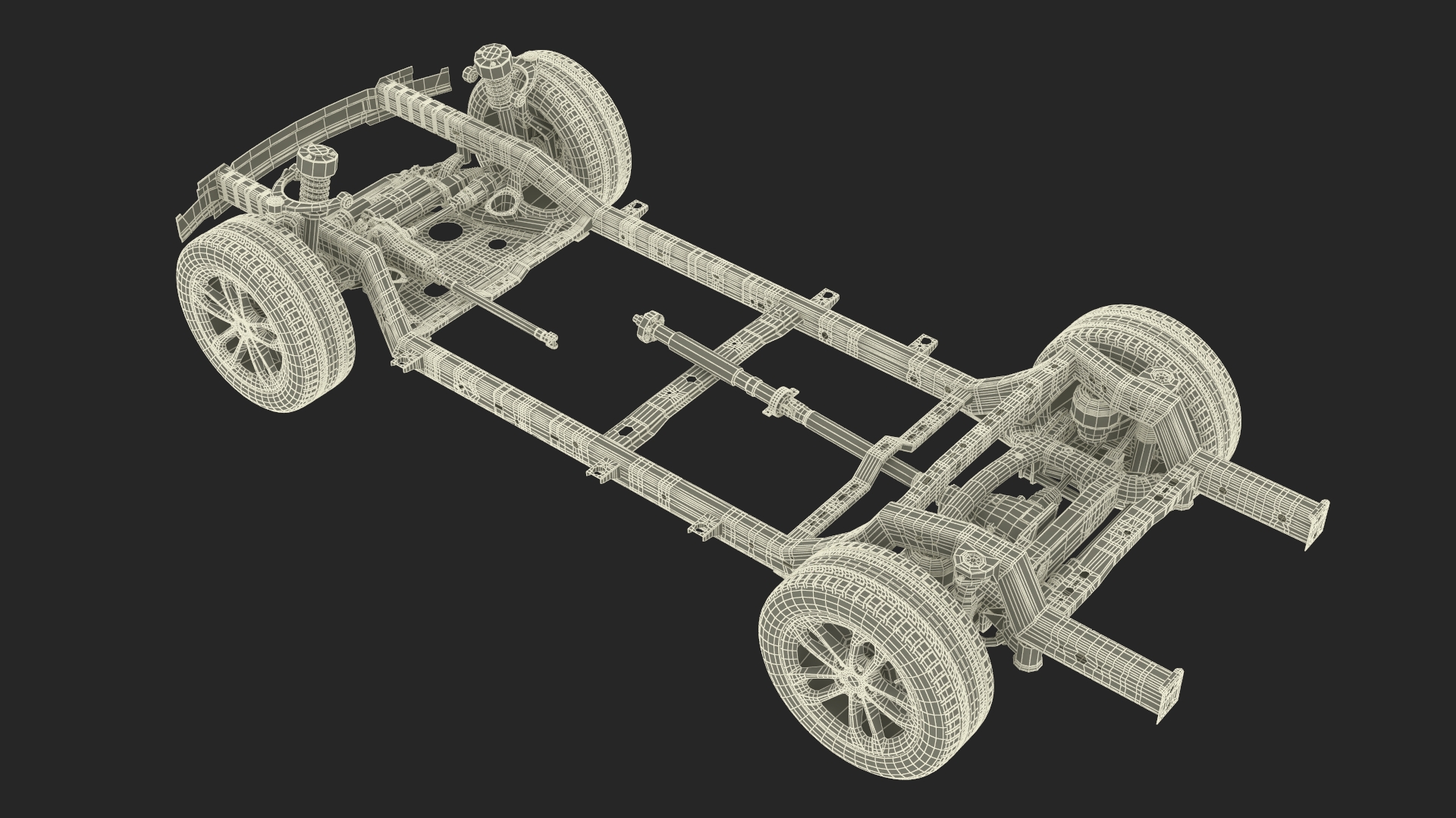 3D SUV Car Frame Structure with Chassis Rigged model