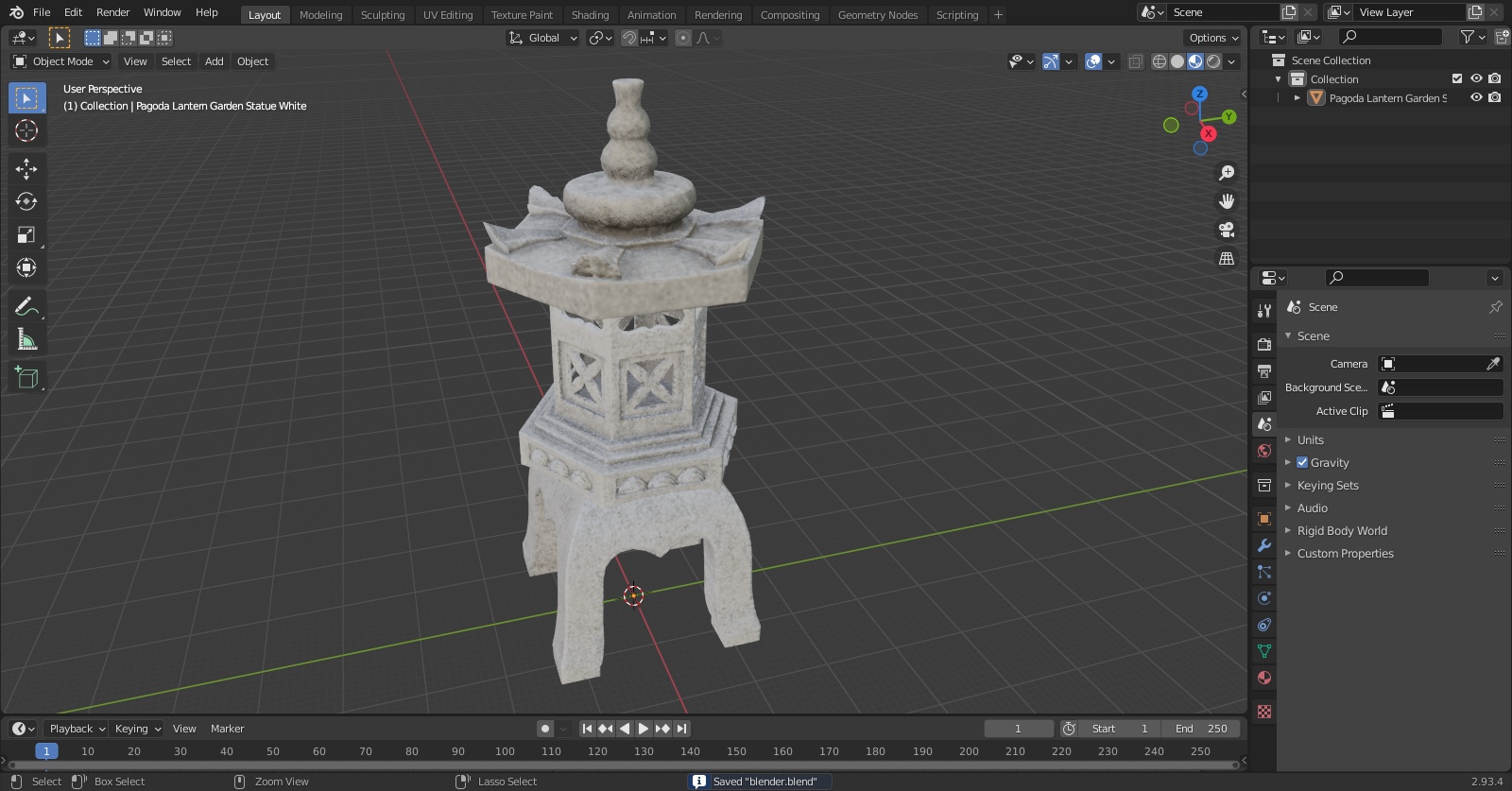 Pagoda Lantern Garden Statue White for 3D Print 3D