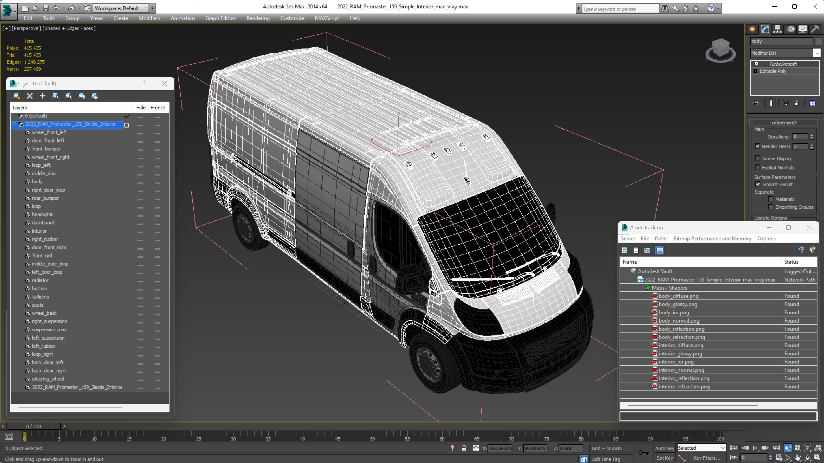 3D 2022 RAM Promaster 159 Simple Interior model