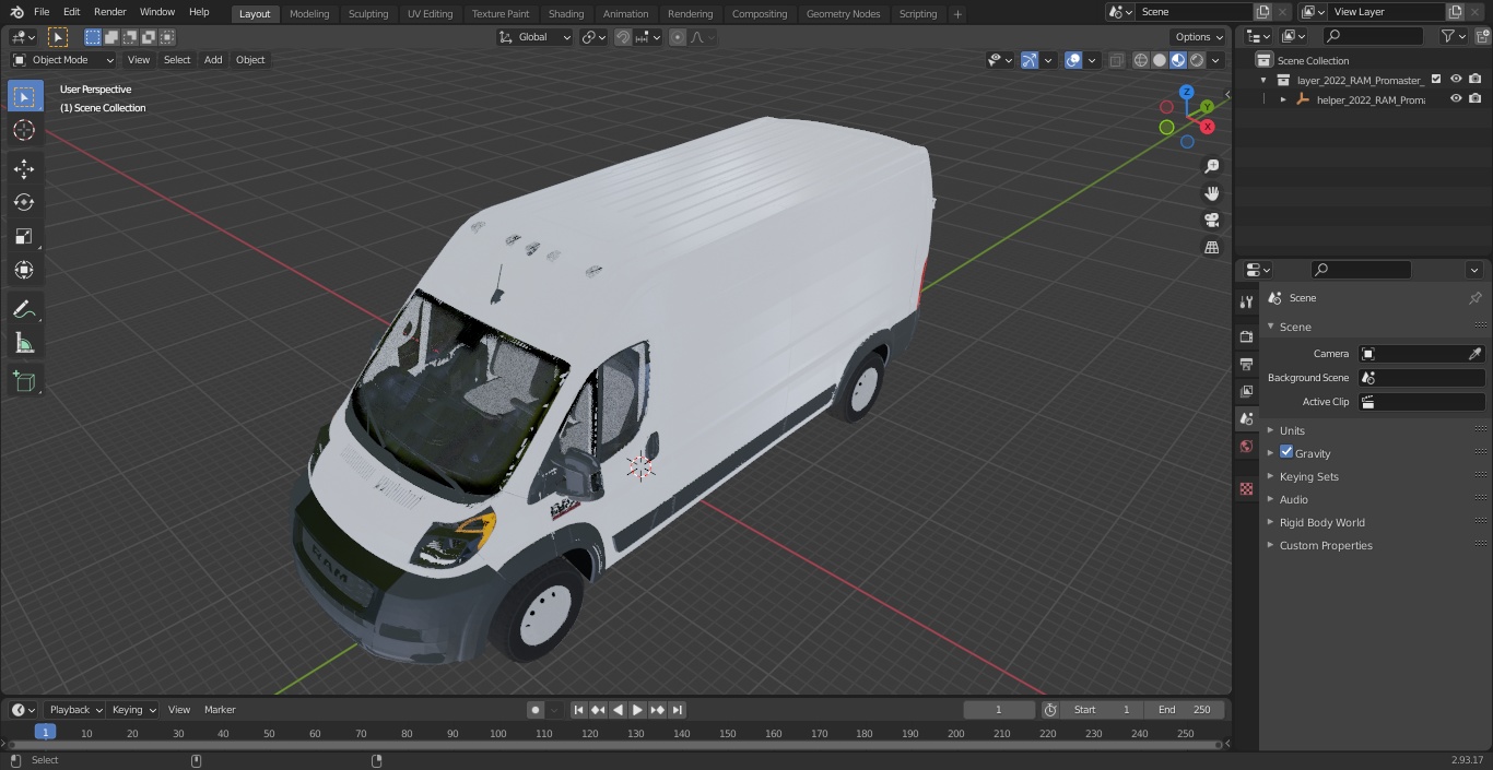 3D 2022 RAM Promaster 159 Simple Interior model