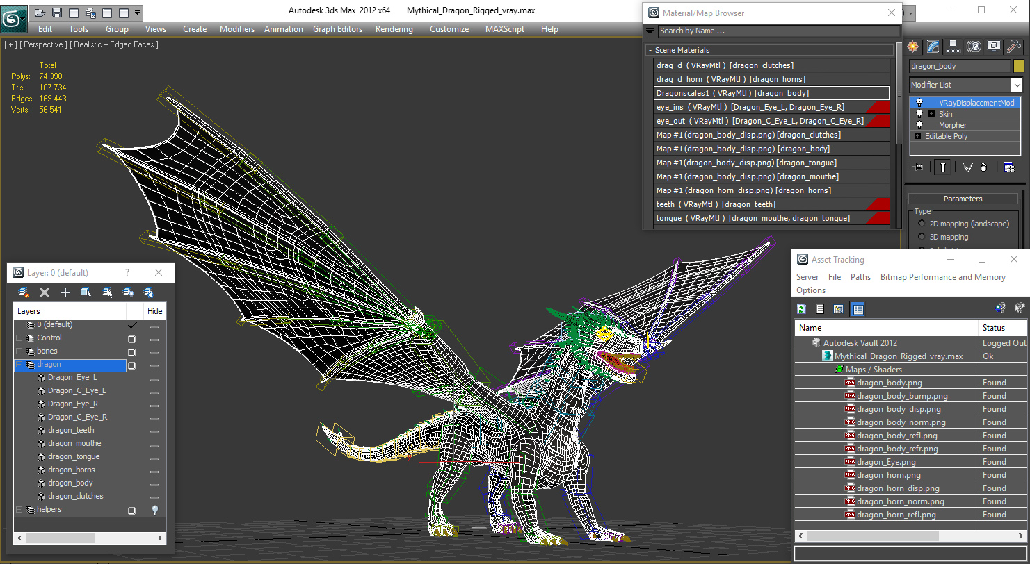 Mythical Dragon Rigged 3D