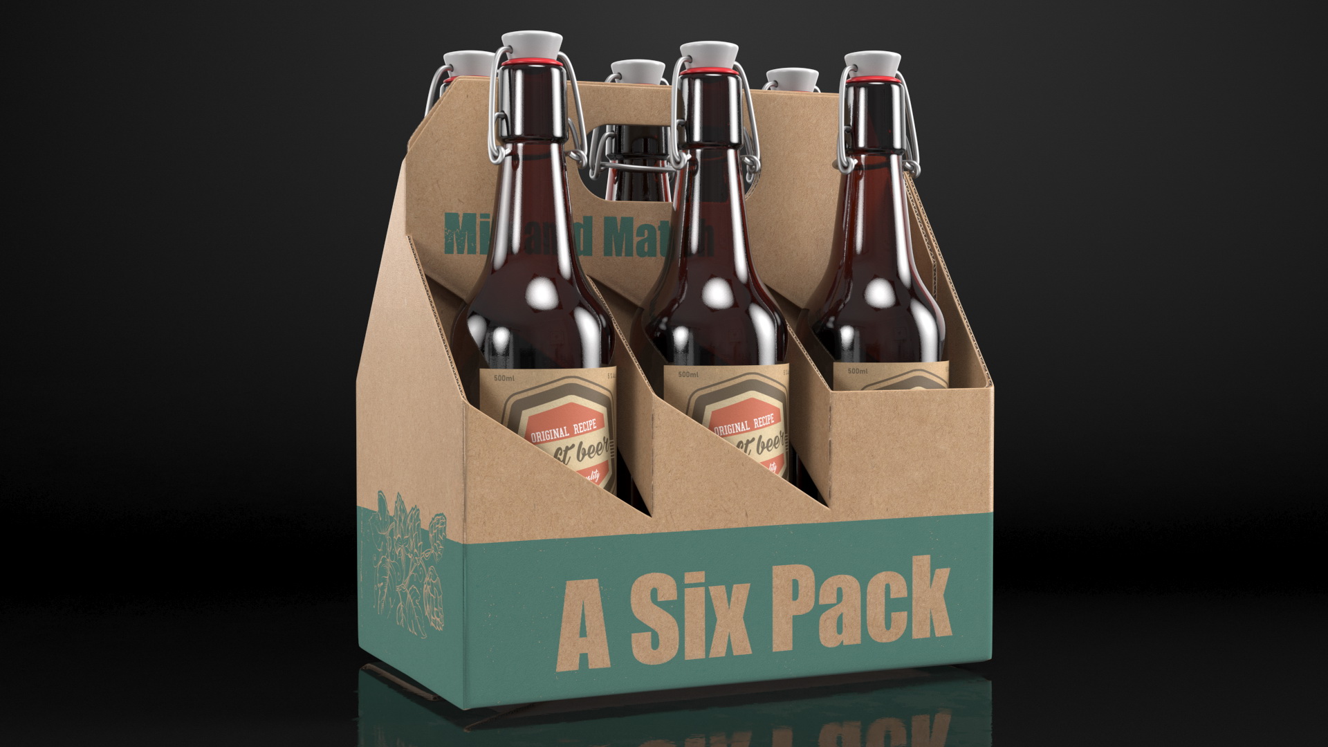 Cardboard Bottle Carrier With Beer 3D model