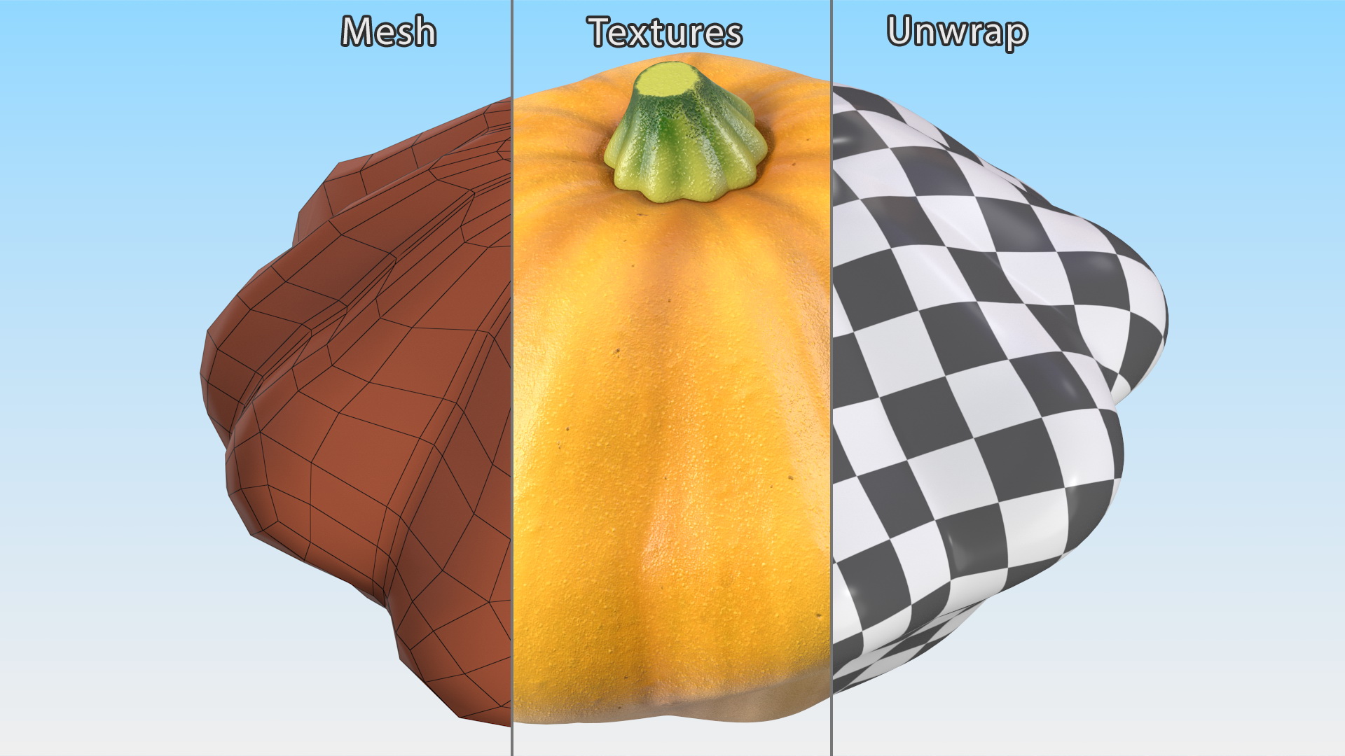 3D model Orange Color Bush Pumpkin