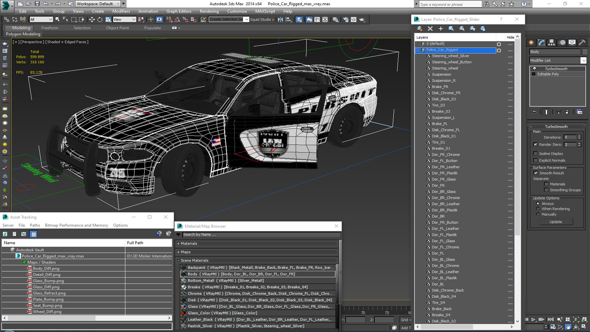 3D Police Car Rigged for Maya