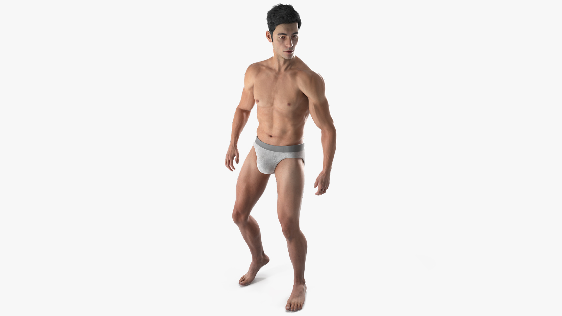 Male Athletic Figure in Underwear Fur 3D