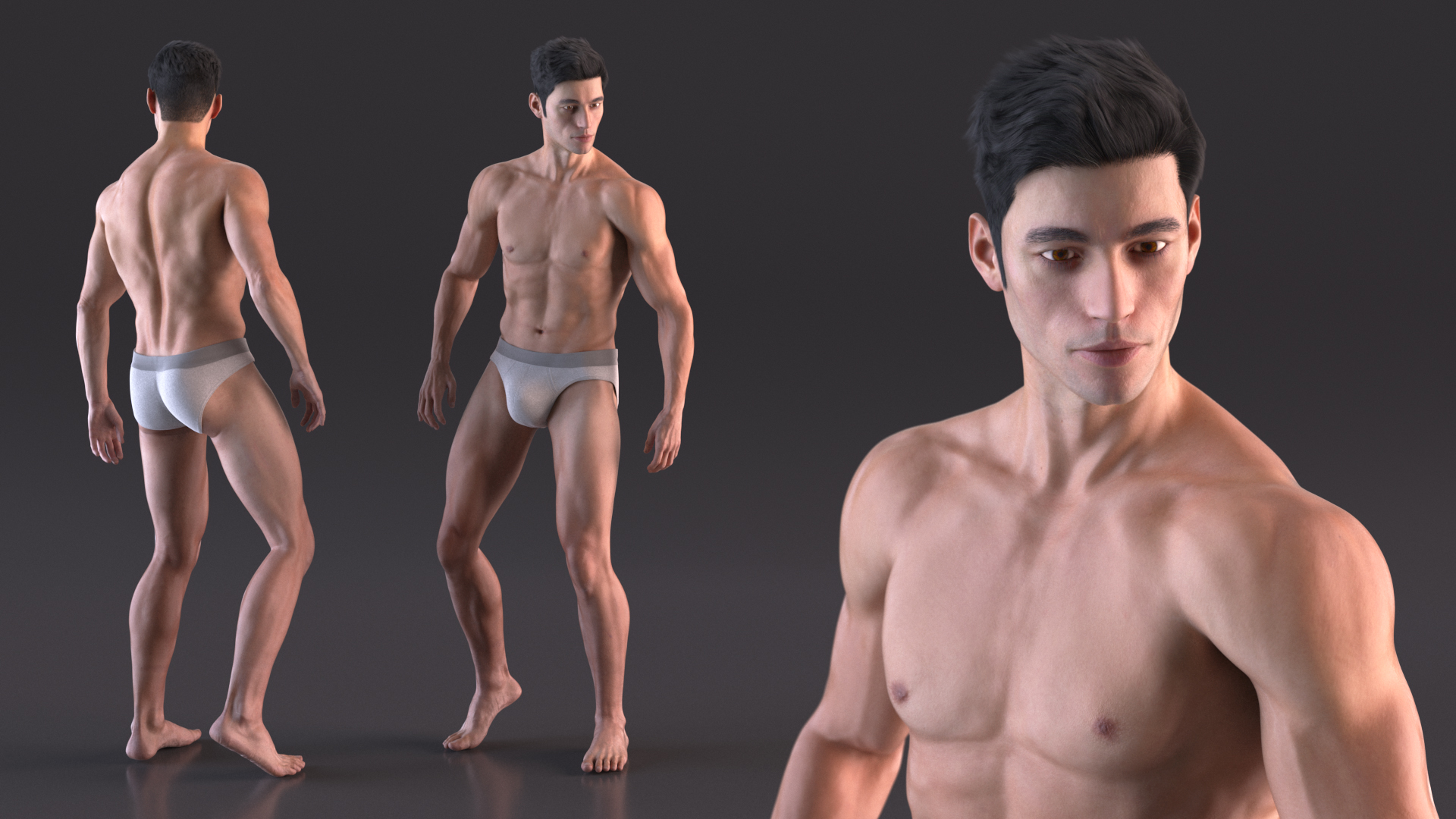 Male Athletic Figure in Underwear Fur 3D