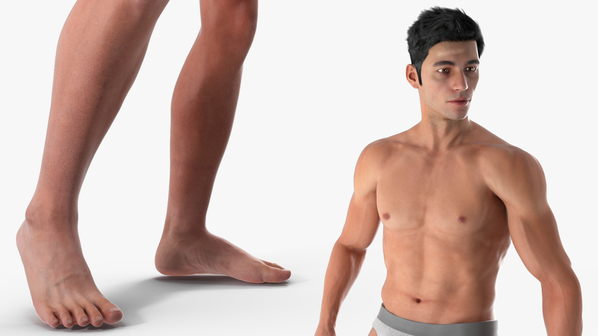 Male Athletic Figure in Underwear Fur 3D