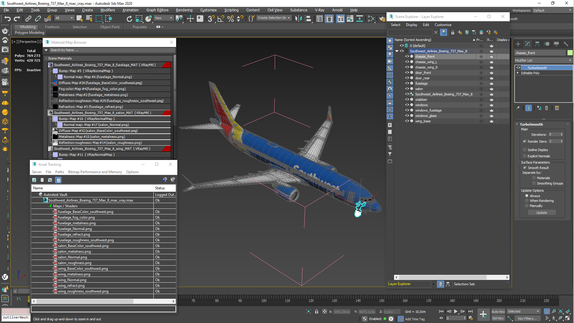 3D model Southwest Airlines Boeing 737 Max 8