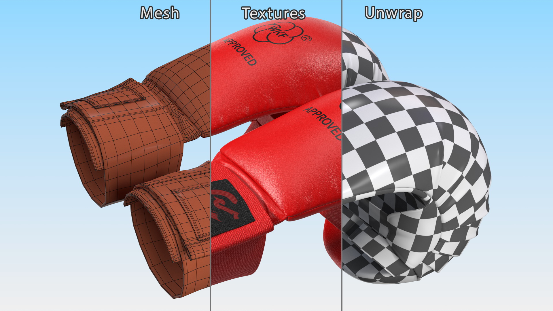 3D Karate Gloves WKF Red