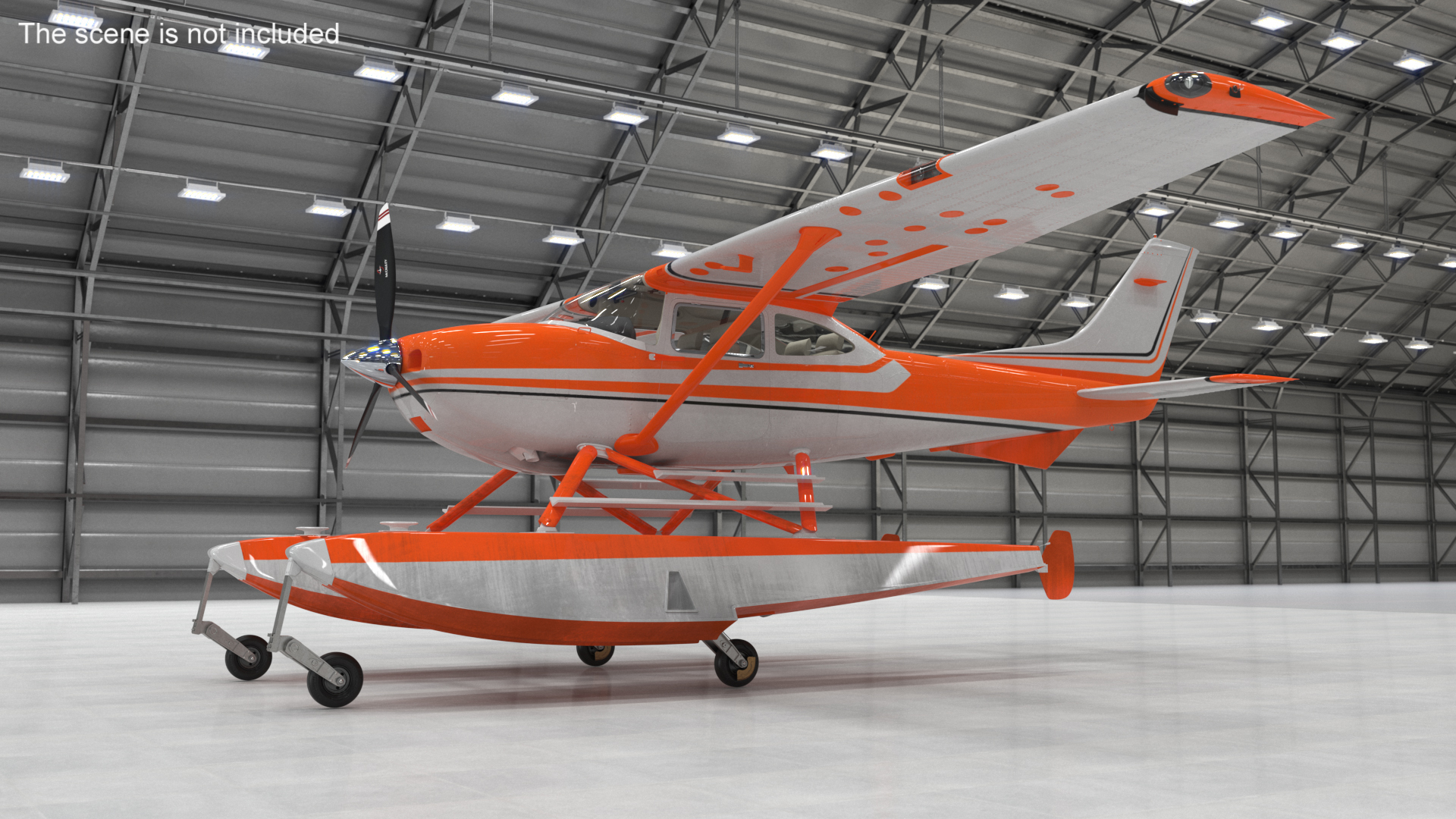 Splash Seaplane Floats Orange 3D model