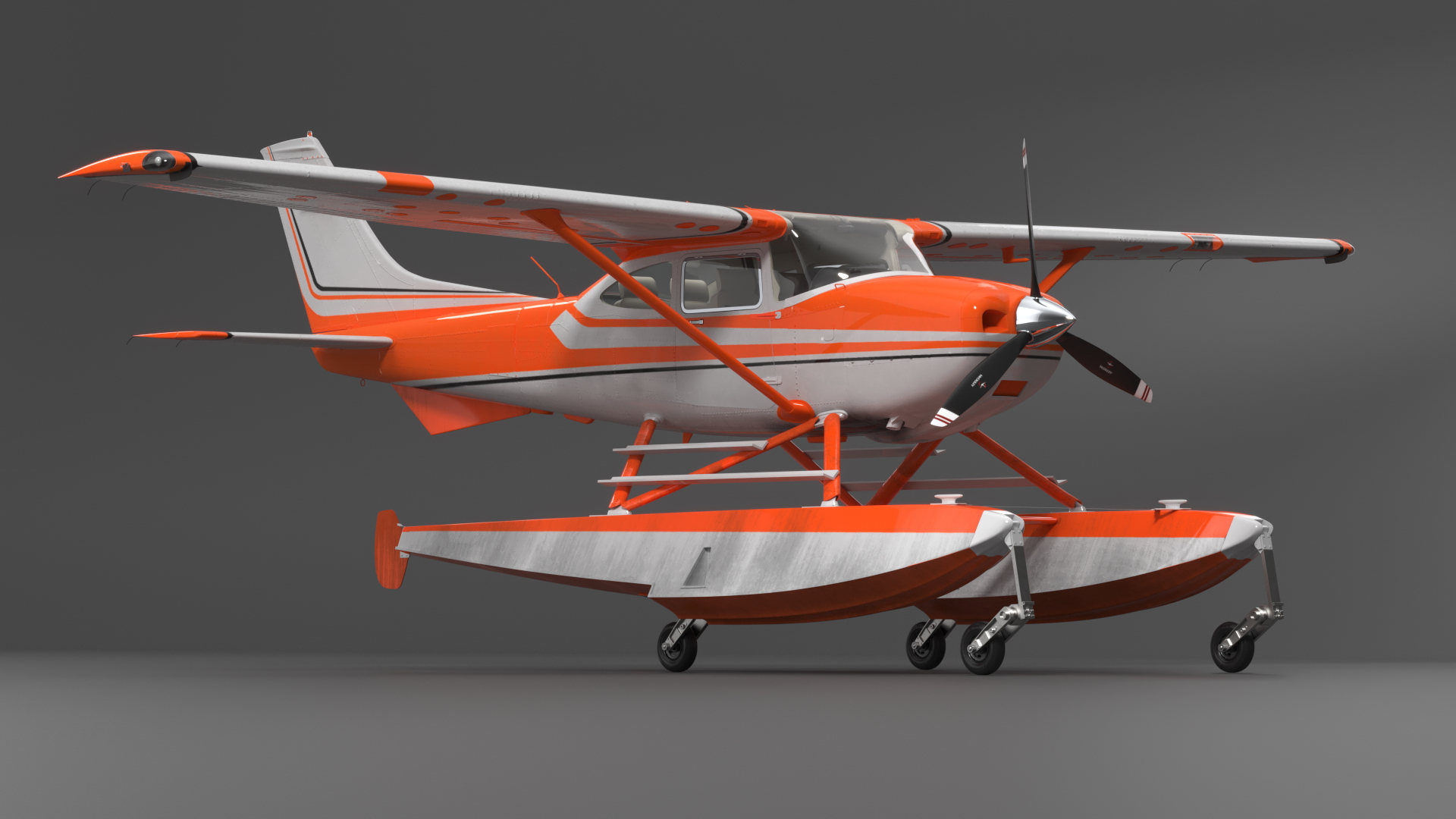 Splash Seaplane Floats Orange 3D model