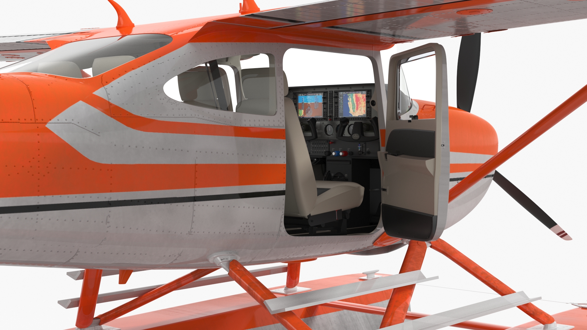 Splash Seaplane Floats Orange 3D model